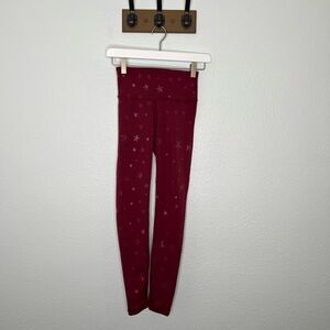All Fenix Burgundy Red Star Print Luna 7/8 Leggings